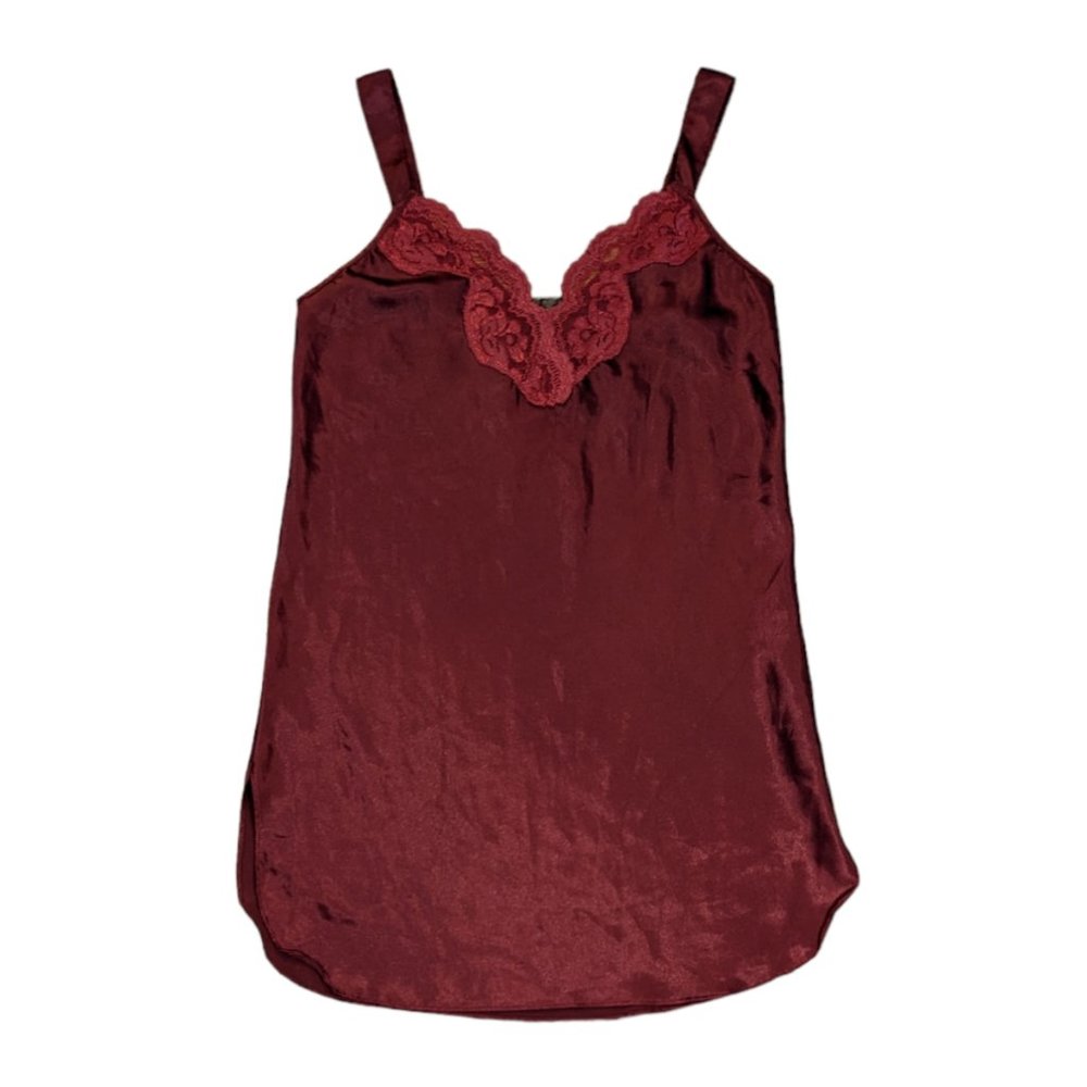 Vintage dark wine red burgundy slip dress nightgown lingerie sexy fall winter